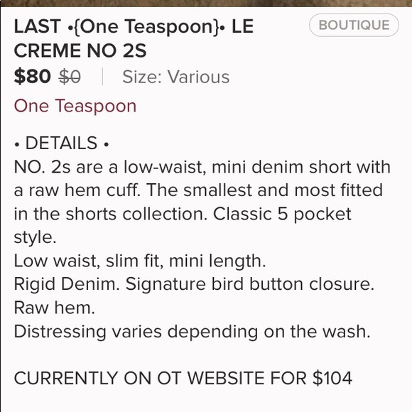 •ISO• One Teaspoon Le Creme No. 2’s - Picture 5 of 5